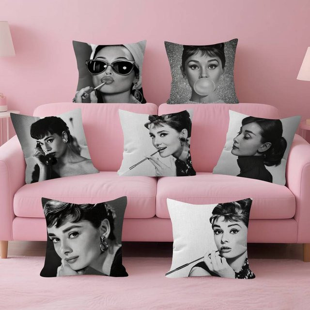 Kayoom Kissenbezug Audrey Hepburn Lipstick Design für Sofa und Auto, 30 x 30 cm - Bild 1