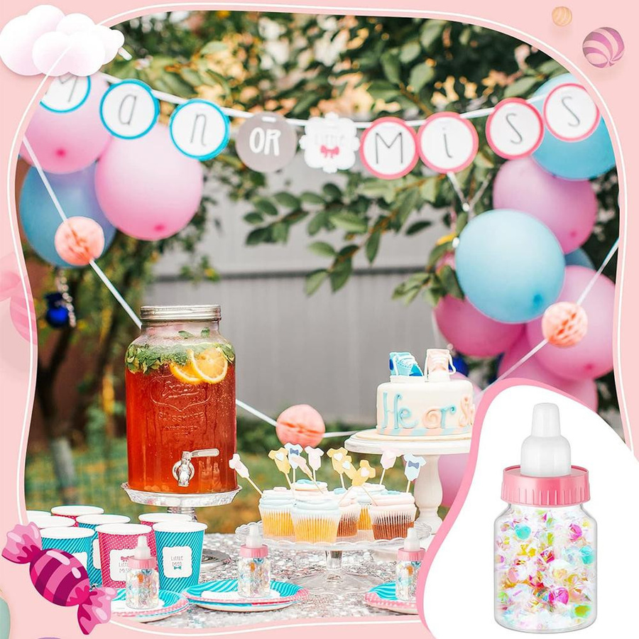 12er-Set Mini-Babyfläschchen aus Kunststoff in Transparent für Babyparty Gastgeschenke und Dekoration von Kitchen Goods-YULIN-002 - Bild 2