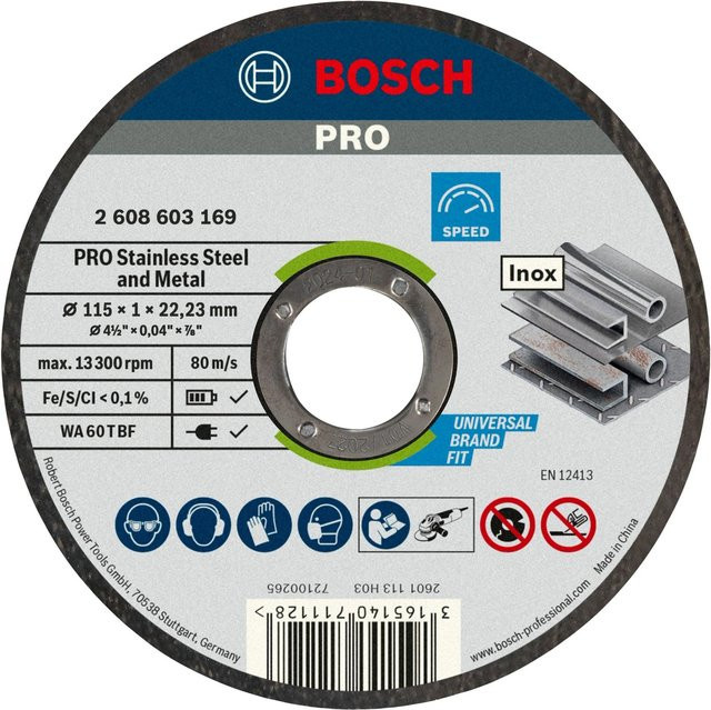Bosch Trennscheibe für Metall und Edelstahl, Durchmesser: 115 mm, Bohrung: 22,23 mm, 10 Stück, Farben: Schwarz, Grau, Silber - Bild 2
