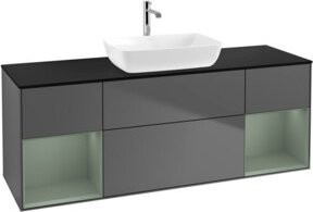V&B Waschtischunterschrank Finion mit Wandbeleuchtung, Anthrazit lackiert, Breite: 160 cm, Höhe: 50,1 cm, Tiefe: 50,1 cm - Bild 1