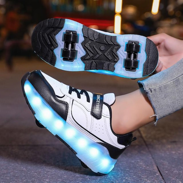 Leuchtende Rollschuhschuhe, mit Rädern, USB-Aufladung, Größe 37 - Bild 1