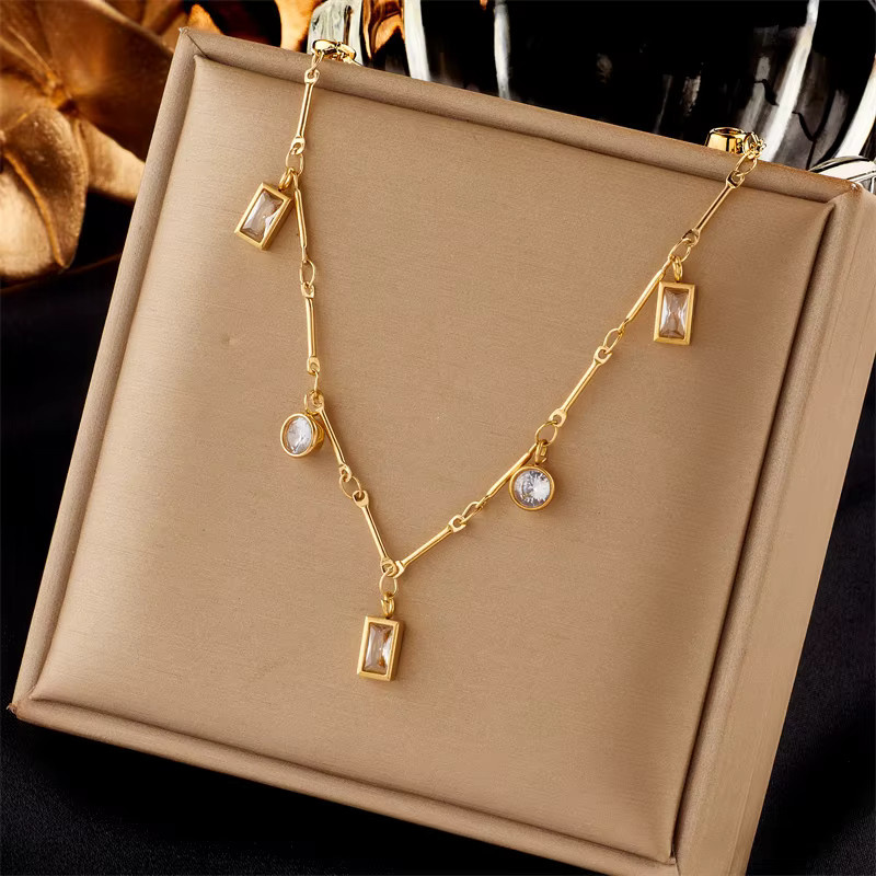 DIEYURO Schmuck-Set Edelstahl, Weiß, Zirkonia, Kristall, Damen - Bild 2