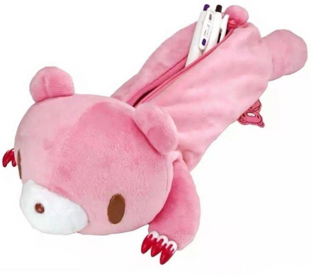 Gloomy Bear Federmäppchen Rosa Flauschige Schreibwarentasche mit großem Fassungsvermögen für Mädchen und Damen - Bild 1