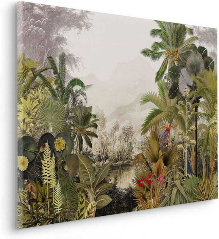 Komar Canvasbild Hiding Parrot Modernes Leinwandbild mit Tier-Motiv in Grün und Mehrfarbig, Breite: 90 cm, Höhe: 60 cm - Bild 1