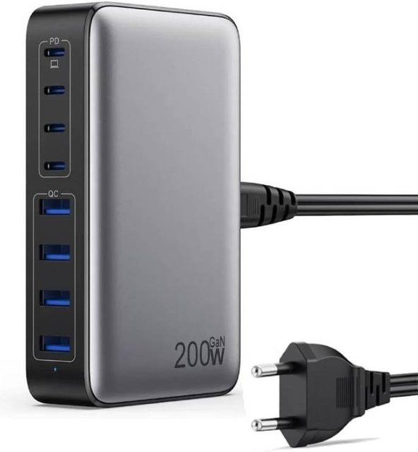 ILEPO USB Typ C Schnellladegerät 200 W Desktop-Ladestation in Grau für iPhone 16 15 Pro Max und MacBook Air - Bild 1