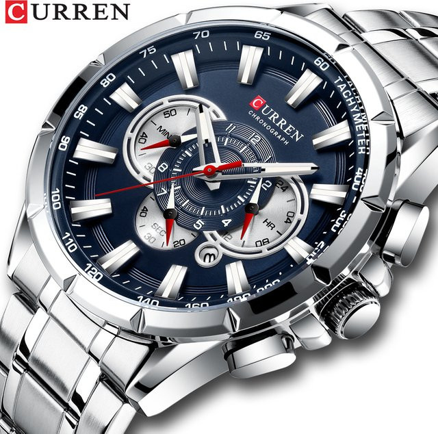 CURREN Chronograph, Quarzuhr, Edelstahlarmband, Herren, Silber - Bild 1
