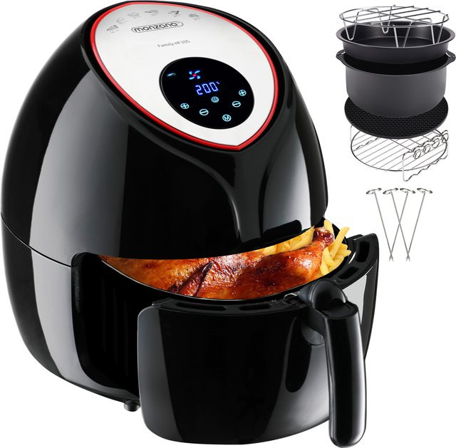 monzana Heißluftfritteuse 9in1 in Schwarz mit 1850W und 9-tlg Zubehör - Bild 1