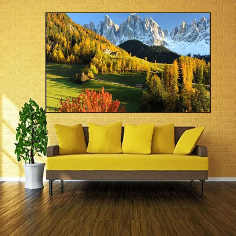 FIYO 5D-Diamantgemälde Herbstlandschaft der Alpen zum Selbermachen, mehrfarbig, B: 30 cm, H: 20 cm - Bild 1