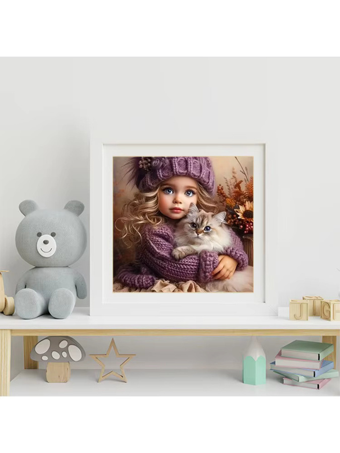 Momoart Diamantmalerei Set Katze als DIY-Mosaik-Porträtbild für Kinder in Multicolour, B/H: 20 x 20 cm - Bild 3