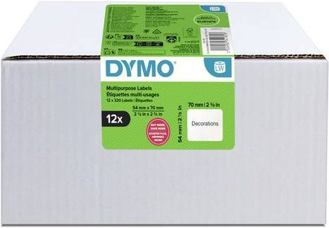 DYMO LabelWriter Etiketten Weiß, 12 Rollen, B: 70 mm x H: 54 mm, Universal-Etiketten aus FSC-Papier - Bild 1