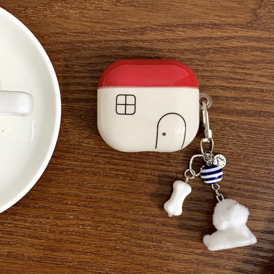 Stoßfeste Streifen-Kopfhörerhülle mit Hausmuster und Anhänger für Apple AirPods Serie 1, 2, 3, 4 und Pro/Pro 2/Pro 3 in Multicolour - Bild 2
