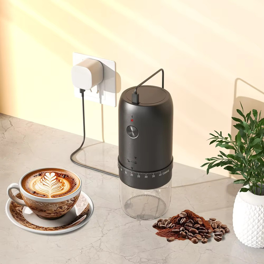 Kabellose elektrische Kaffeemühle von kawu in Schwarz mit 40 einstellbaren Mahlgraden für Espresso und French Press - Bild 4
