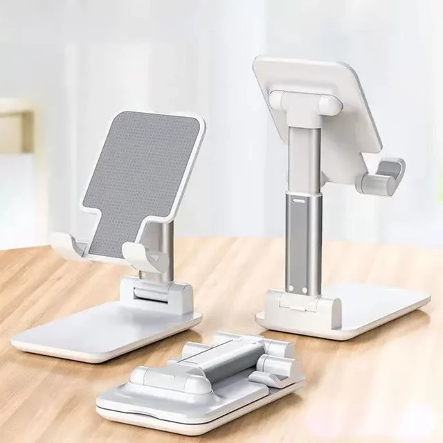 Einstellbarer Handy Ständer in Weiß für Schreibtisch, Bett und Küche, kompatibel mit Android, iPhone und iPad - Bild 1