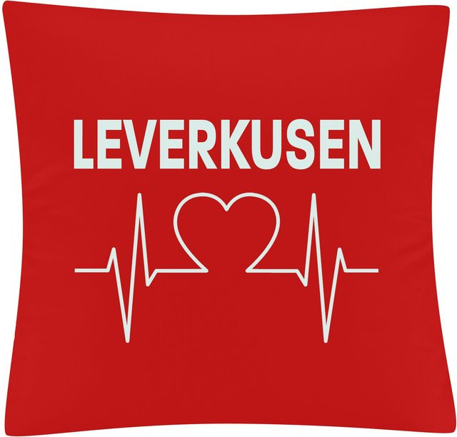 Kissenbezug multifanshop Leverkusen Herzschlag Druck in Weiß - Bild 1