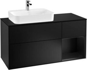 V&B Finion Waschtischunterschrank mit LED-Beleuchtung, Wandmontage, Blau Lackiert, Breite: 120 cm - Bild 1