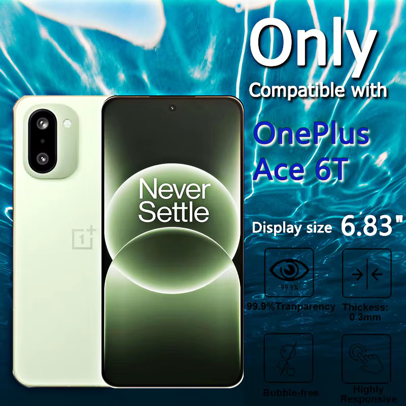 HD-Displayschutzfolie aus gehärtetem Glas für OnePlus Ace 6T, transparent, kratzfest und fingerabdruckresistent - Bild 2