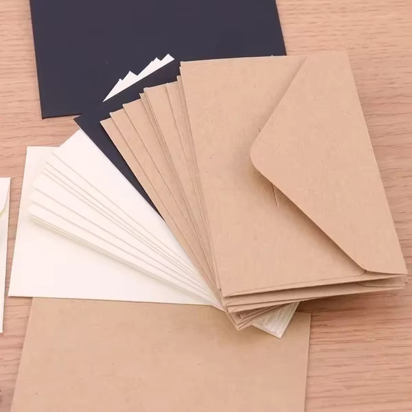 10 Stück Kraftpapier-Umschläge im Retro-Stil in Schwarz und Weiß für Karten und Postkarten - Bild 3