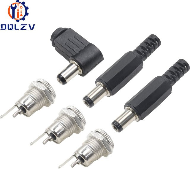 DQLZV DC Netzteil Adapter Set mit 5,5 x 2,5 mm Stecker und 5,5 x 2,1 mm Buchse in Schwarz - Bild 1