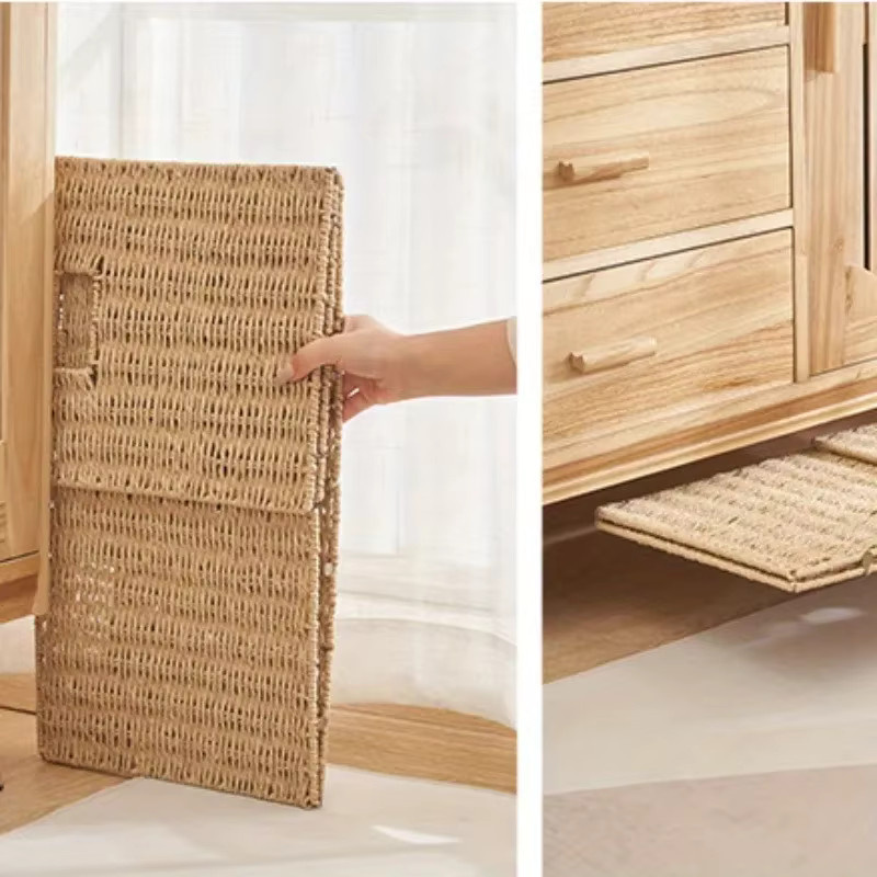 Aufbewahrungskorb aus Rattan in Beige und Weiß mit offener Webstruktur - Bild 1