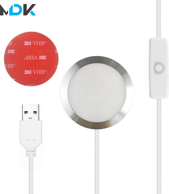 Teetealy USB LED Mini-Strahler in Weiß, runde Aufputzmontage für Vitrinen und Möbelbeleuchtung - Bild 1