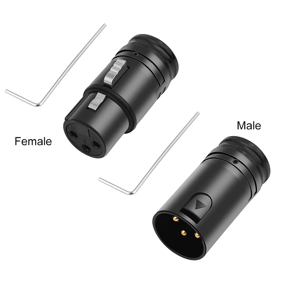 ALLOET XLR-Adapter 3-polig vergoldet in Schwarz und Gold mit Schraubenschlüssel aus Zinklegierung für Leistungsverstärker - Bild 2