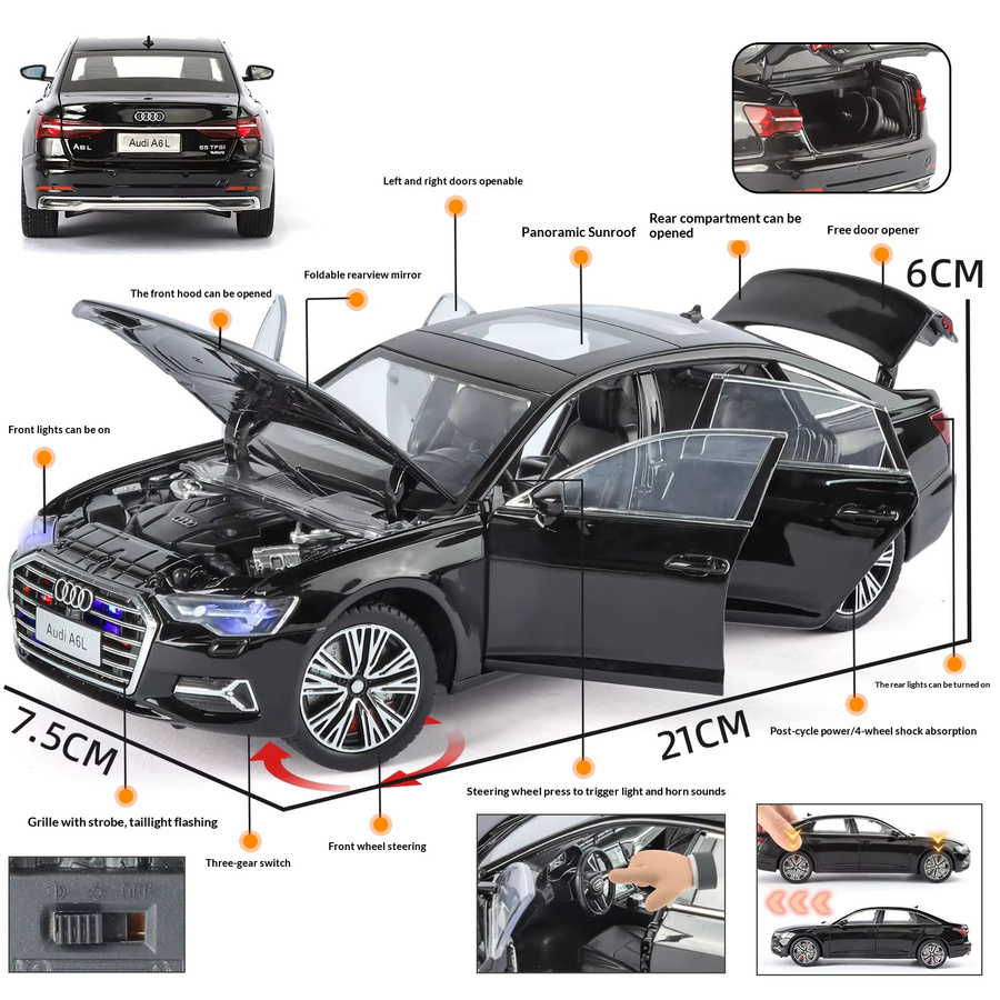 Maisto Audi A6L, Modellauto, 1:24, mit Blinklichtern - Bild 2