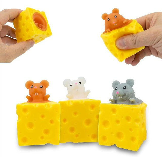 Knet-Maus Spielzeug, 3-teiliges Set, Käse-Maus Tasse, Knetbare Sensorische Fidget, ab 14 Jahre - Bild 1