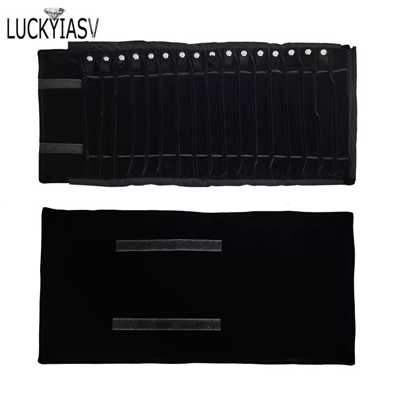 luckyiasv Schmuck Roll Bag Organizer für Halsketten und Armbänder, schwarz, Unisex - Bild 4