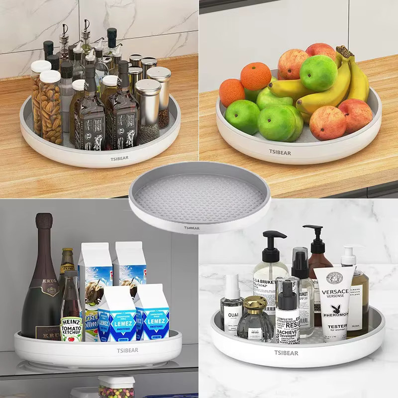 Untior Multifunktionaler 360 Grad Drehbarer Küchenorganizer aus Kunststoff für Gewürze, Öle und Obst in Schwarz oder Weiß - Bild 3