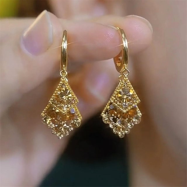 CHUHAN Ohrringe, Doppel Quadrat, Gold Farbe, Damen - Bild 1