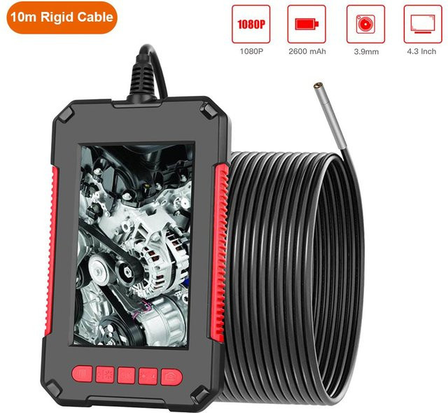 Honor Electronics P40 Tragbare Industrie-Endoskop-Inspektionskamera mit 3,9-mm-Objektiv und 10m starrem Kabel, IP67 Wasserdicht, Rot/Schwarz - Bild 1