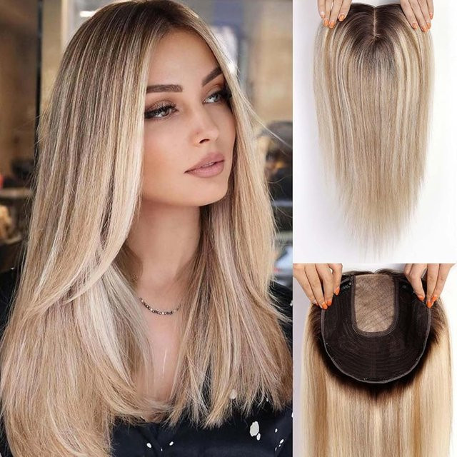 HAIRCUBE Remy-Echthaar-Topper, braun-blond, glatt, 40,6 cm, Damen - Bild 1