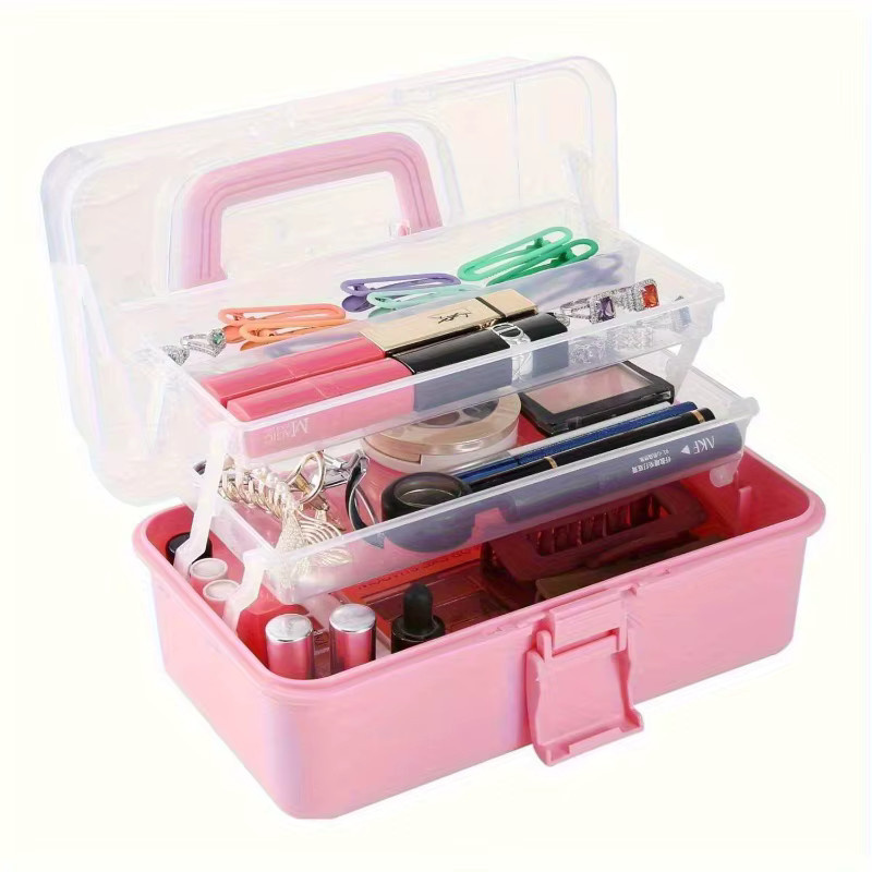 Multifunktionale und faltbare Aufbewahrungsbox aus Kunststoff in transparentem Design für Nagelkunst, Schreibwaren und Nähwerkzeuge - Bild 2