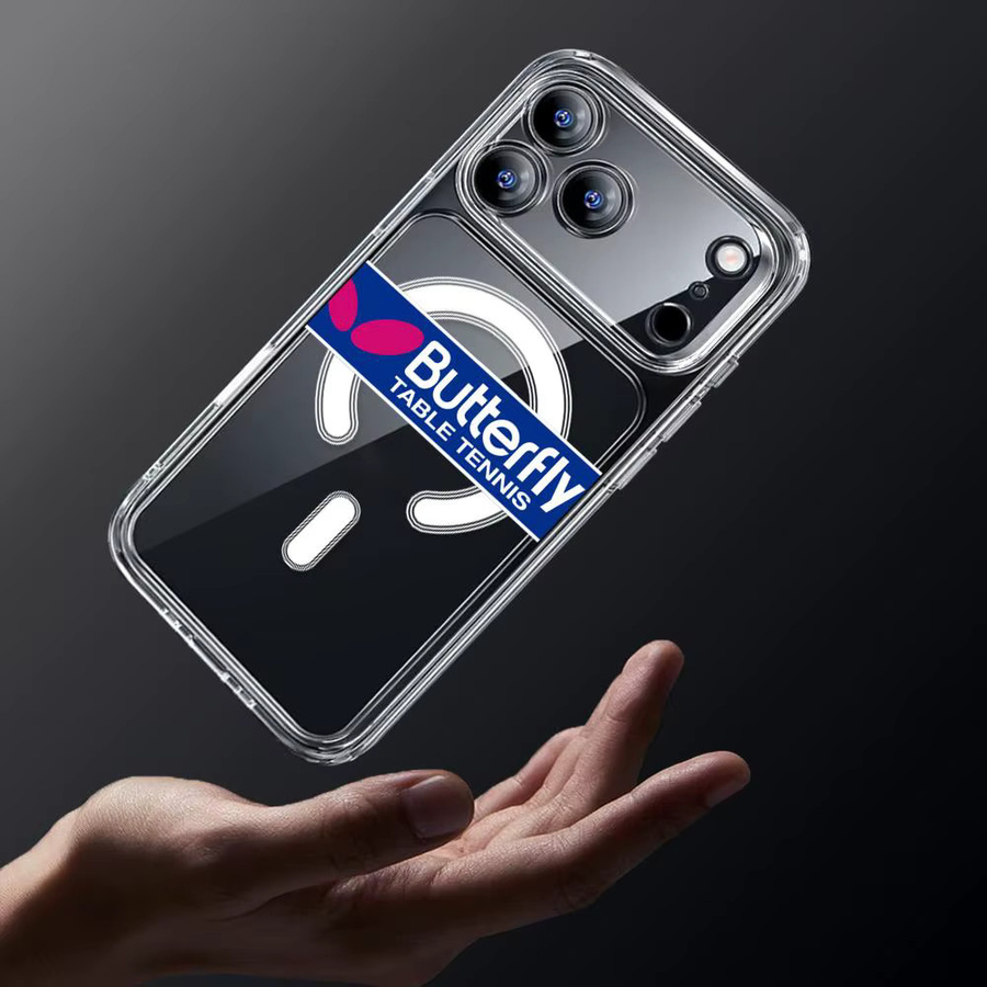 B-Butterfly Magnetische Handyhülle für iPhone 17 16 15 14 13 12 Pro Max Plus, Stoßfeste und Kristallklare Schutzhülle, Transparent/Schwarz - Bild 3