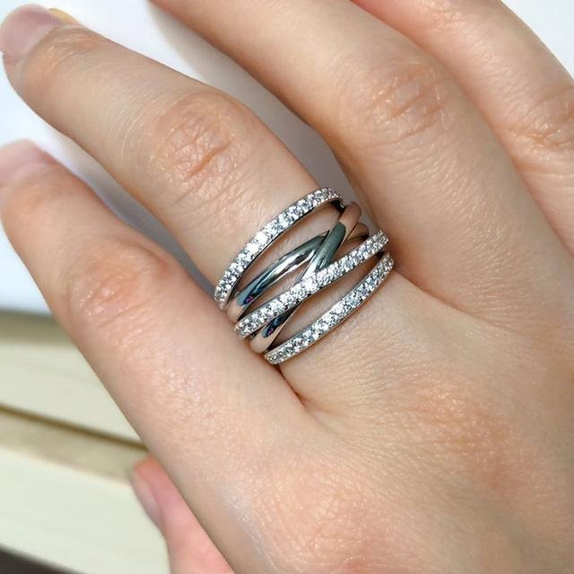 Wucifang Jewelry Fingerring, Edelstahl, Schwarz, Zirkonia, Damen - Bild 1