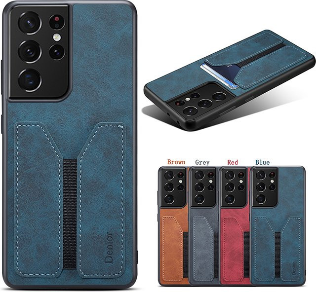 Luxus Lederhülle für Samsung Galaxy S24 S23 S22 S21 S20 Ultra Plus S10 Note 20 Note 9 A05s mit Kartenfach in Braun - Bild 1