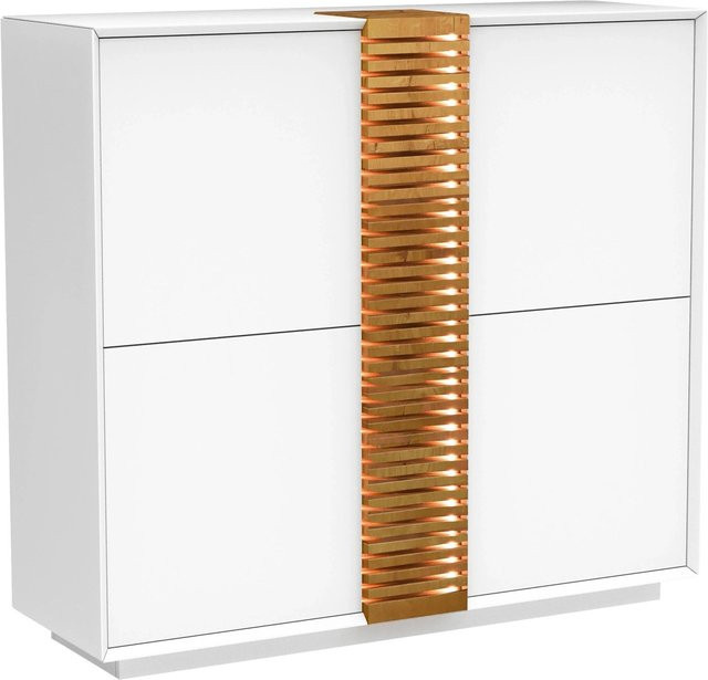 Premium Living Highboard Giovanni Modern in Weiß und Eiche mit integrierter Beleuchtung - Bild 1