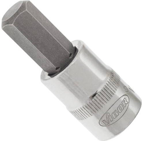 VIGOR Schraubendreher-Einsatz V2279N mit Innenvierkant 3/8 Zoll und Innensechskant-Profil in Silber, Gesamtlänge: 4,9 cm - Bild 1