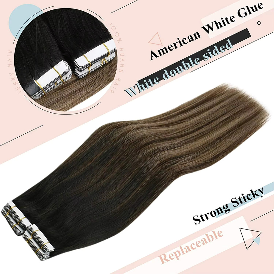 VeSunny Haar Extensions, Menschliches Haar, Balayage, Unisex - Bild 3