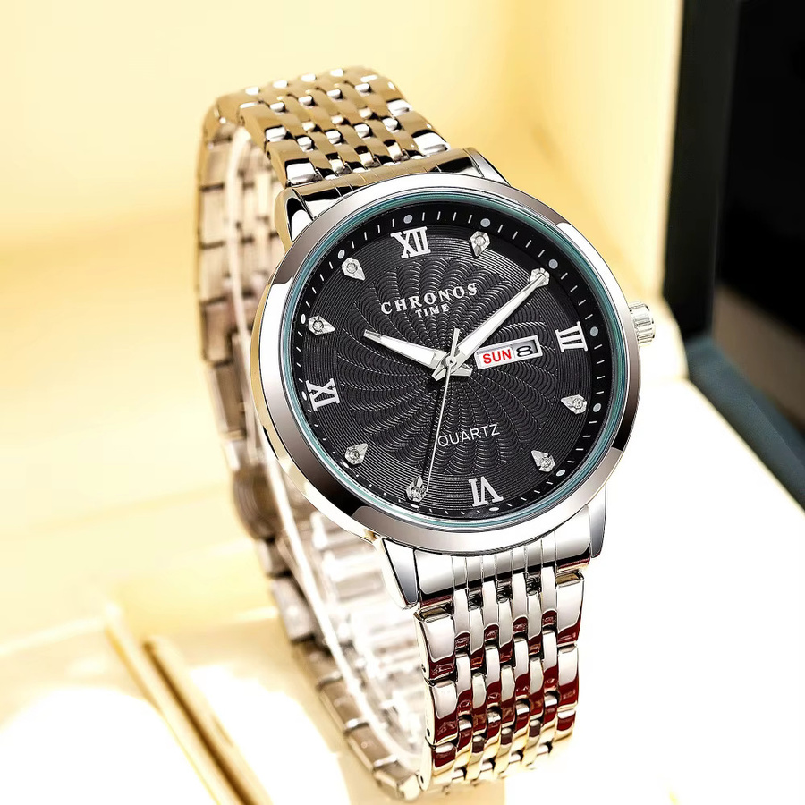 CHRONOS Armbanduhr, Quarz, Edelstahl, Herren, Datum, wasserdicht - Bild 5