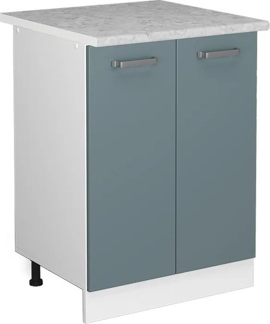 Vicco Küchenunterschrank R-Line Küchenkommode in Blau-Grau/Weiß mit Marmor-Optik, Breite: 60 cm - Bild 1