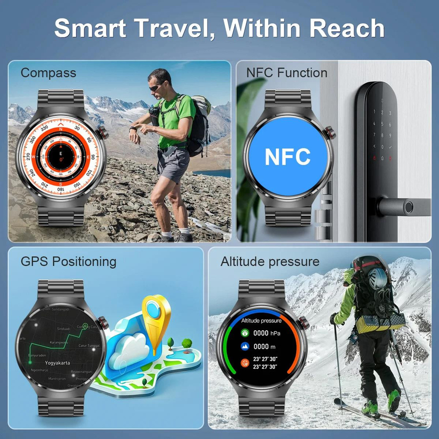 Zodvboz Smartwatch, Edelstahl, Schwarz, Herren - Bild 6