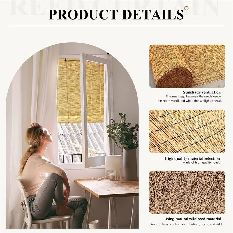 MLYJZH Holzjalousie in Beige als semi-transparenter Sichtschutz für Fenster und Balkon, B: 150 cm, H: 50 cm, T: 50 cm - Bild 3