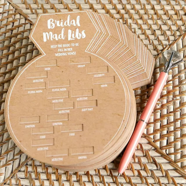 8 Blatt Bachelorette Mad Libs Kartenspiel aus Kraftpapier in Braun für deine Brautparty und Hochzeitsdekoration - Bild 1