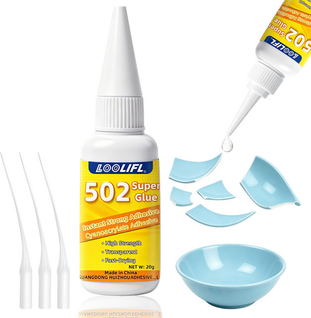 LOOLIFL 502 Mehrzweck-Superkleber Cyanacrylat für Glas, Metall und Kunststoff, sofort trocknend und hochfest - Bild 1