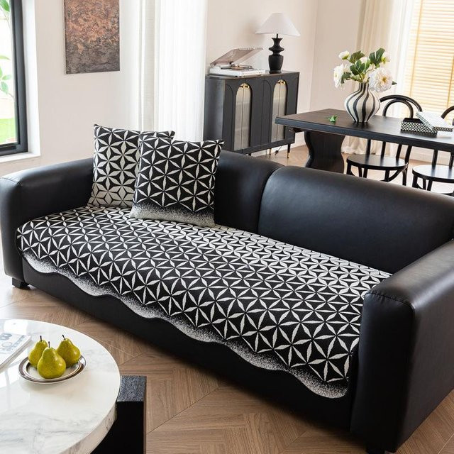 Super Six Chenille Sofaüberwurf in Schwarz mit Anti-Rutsch-Funktion, B/T: 90 x 70 cm - Bild 1