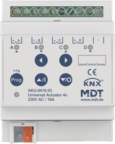 MDT technologies Universalaktor 4-fach 4TE REG, 16A, 230VAC, 100µF AKU-0416.03 in Weiß - Bild 1