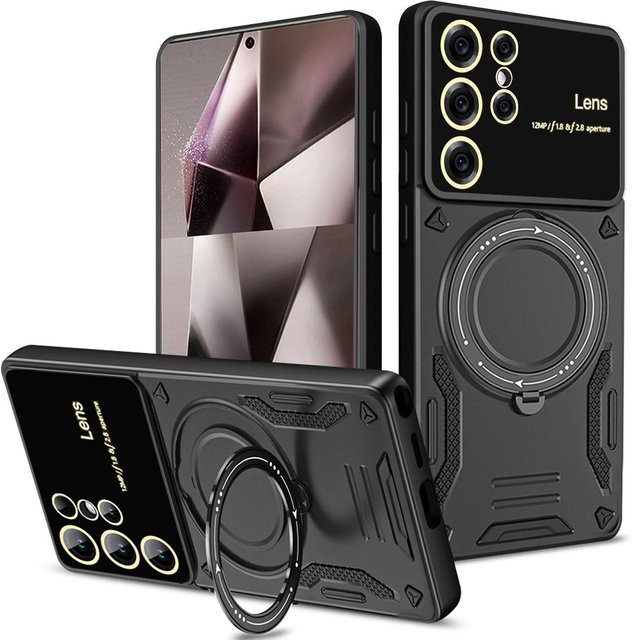Magnetische Handyhülle mit Ring für Samsung Galaxy S25 S26 Ultra S24 S23 S22 Plus und Galaxy A-Serie in Grau, kompatibel mit kabellosem Laden - Bild 1