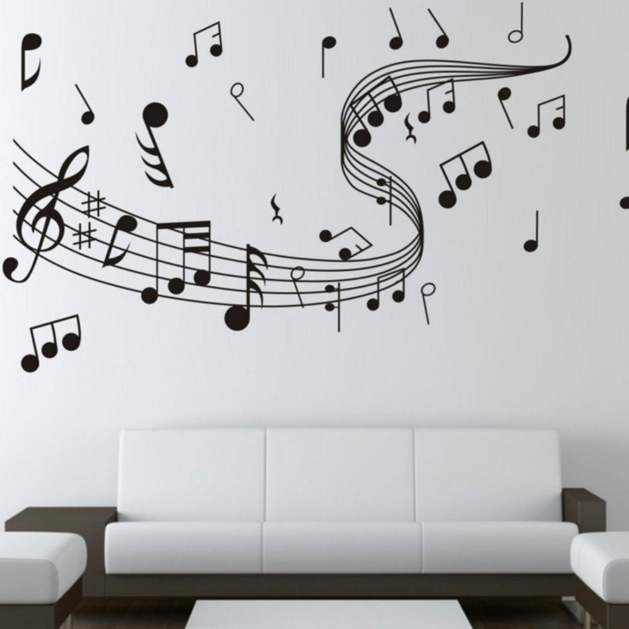 2 Stück mfySpace Musiknoten Wandaufkleber aus PVC in Schwarz zur DIY Heimdekoration und Hochzeitsdekoration - Bild 1