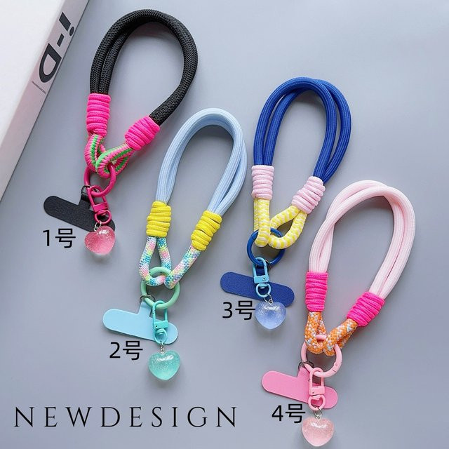 Universelles geflochtenes Telefon-Lanyard für iPhone 17 Pro Max mit Cartoon-Stern, hängende Kette und Handschlaufe in Multicolour - Bild 1